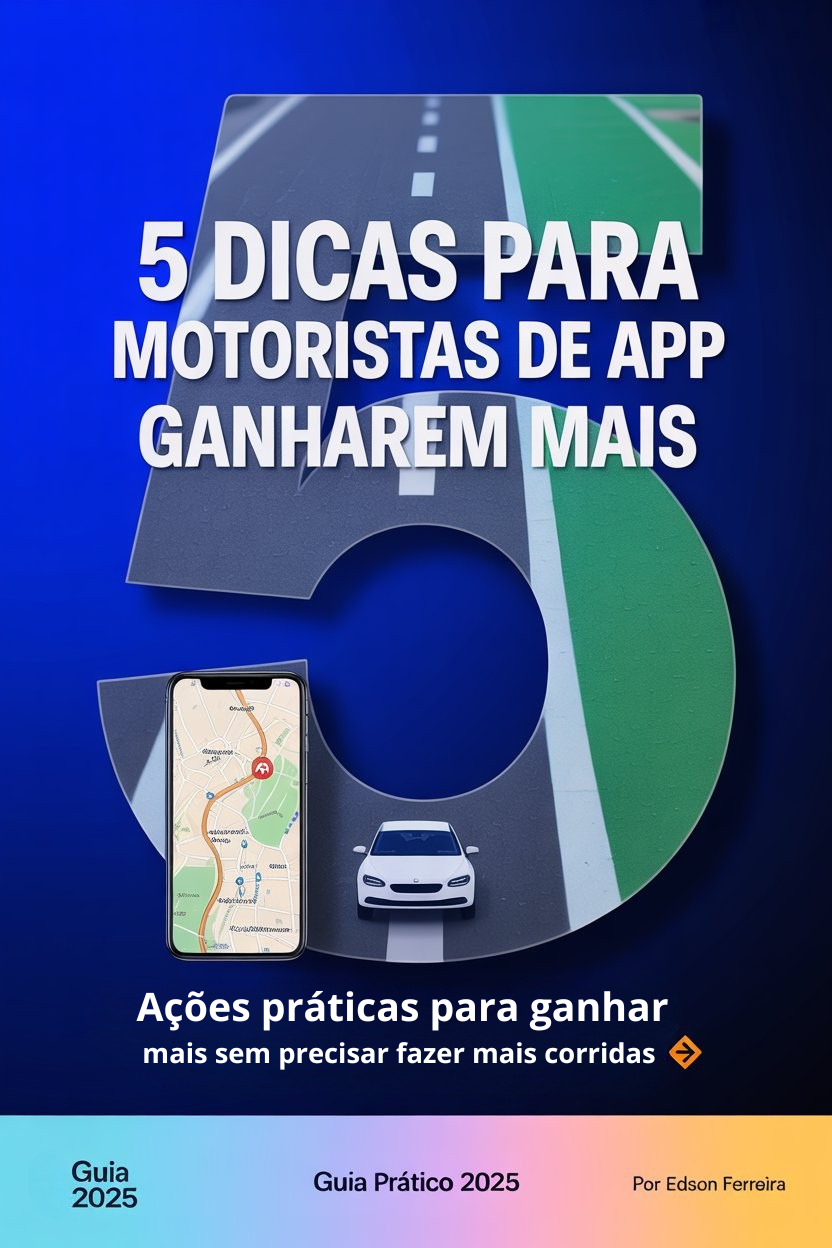 Capa do Ebook '5 Dicas para o motorista de app ganhar mais'